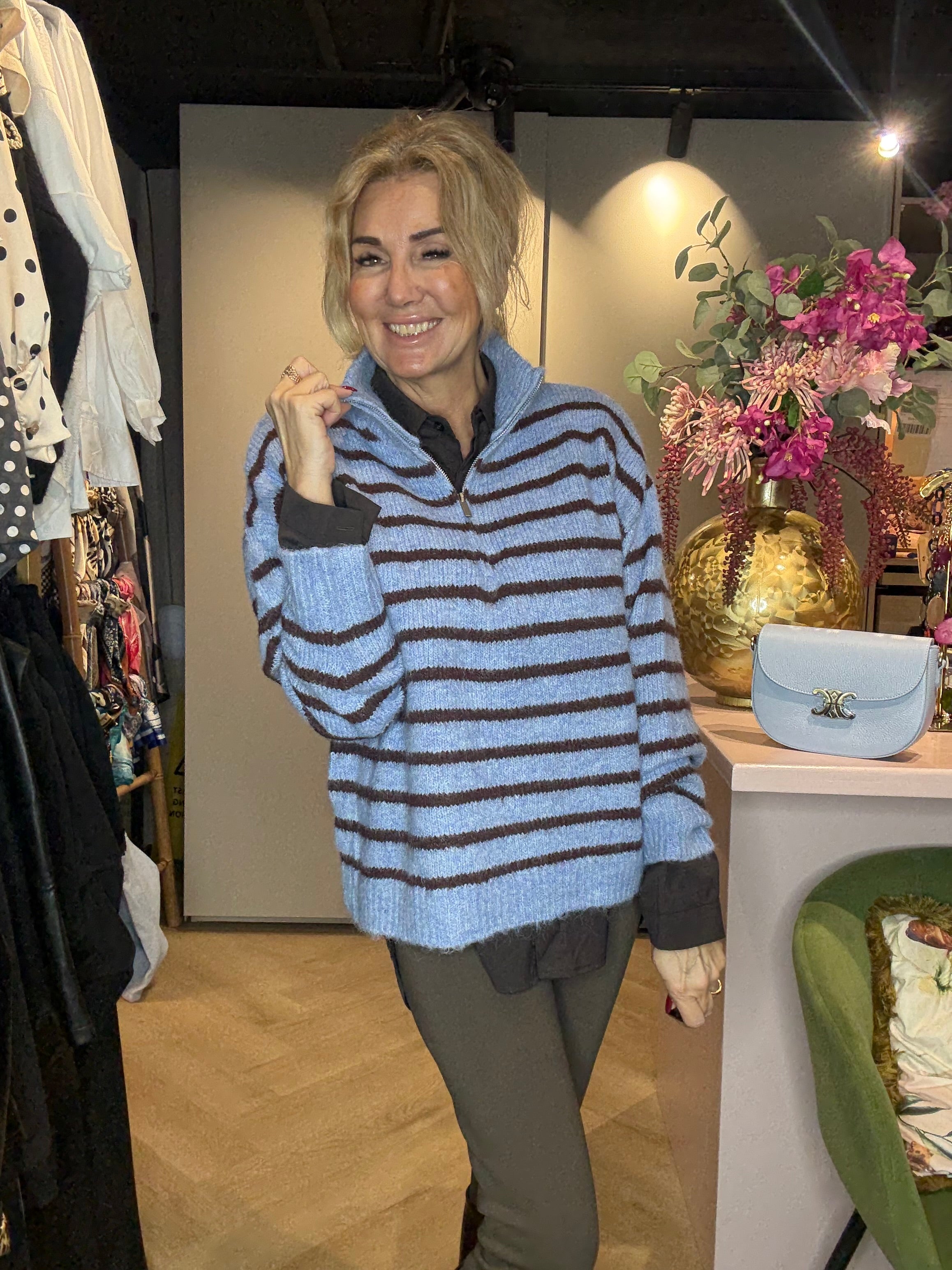 Trui het Schippertje Licht Blauw /Bruin